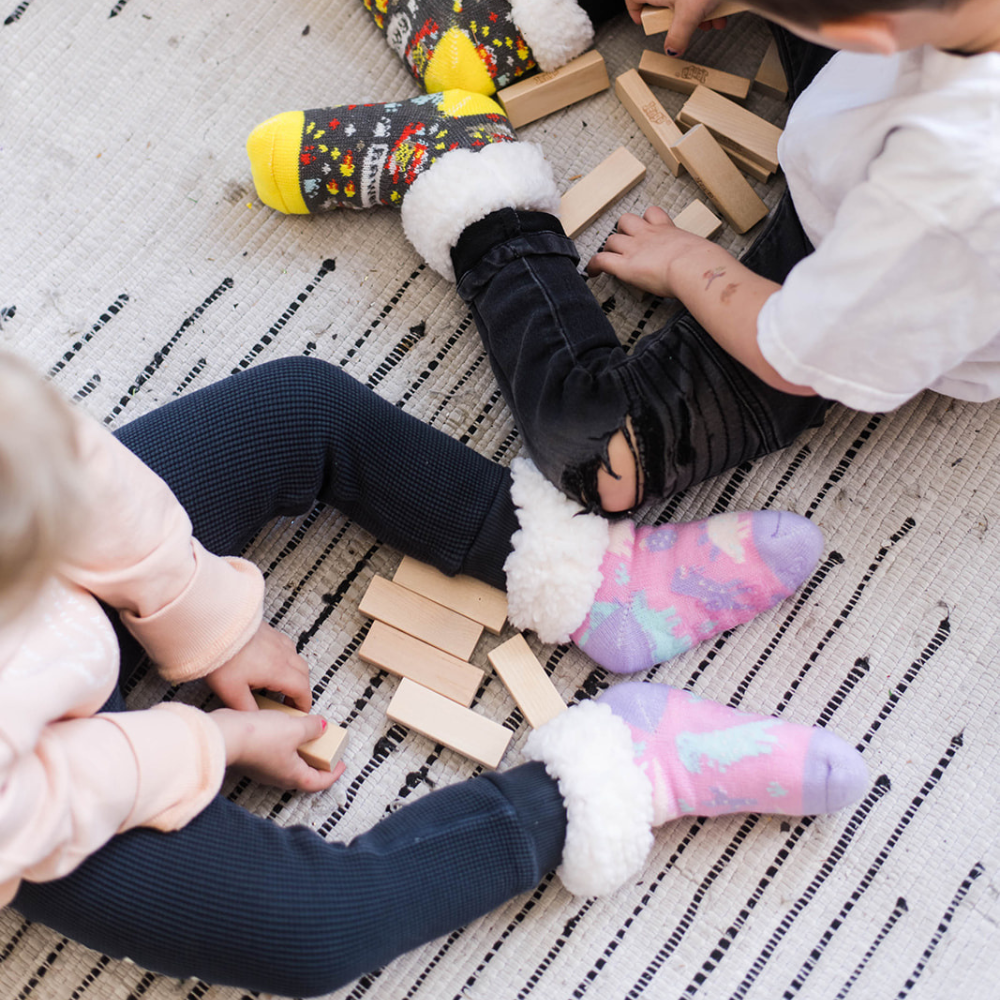 Dinosaur Pink - Kids & Toddler Recycled Slipper Socks
