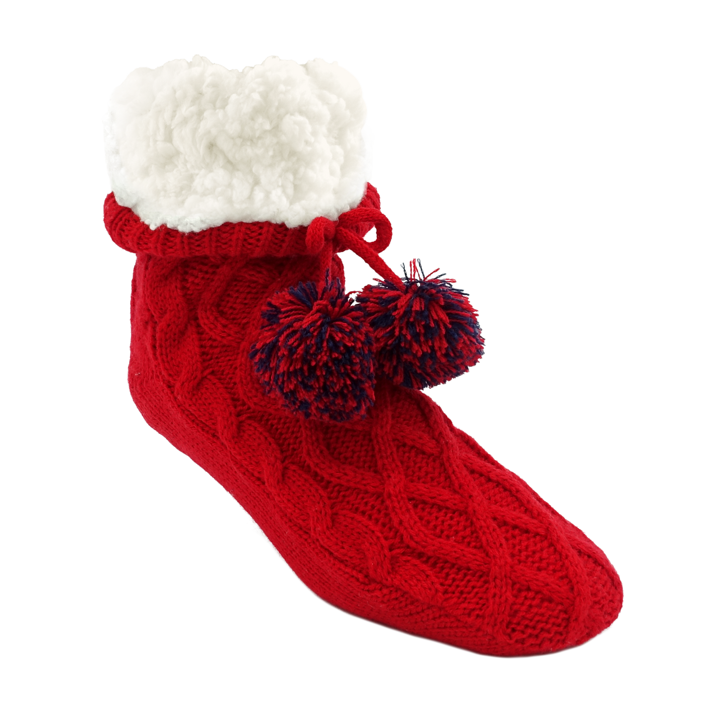 Cable Knit Classic Slipper Socks | Red