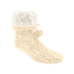 Pudus Winter Chenille Cable Knit Slipper Socks for Women and Men with Non-Slip Grippers and Faux Fur Sherpa Fleece Lining - Adult Regular Fuzzy Socks Chenille Cable Knit White - Classic Slipper Sock